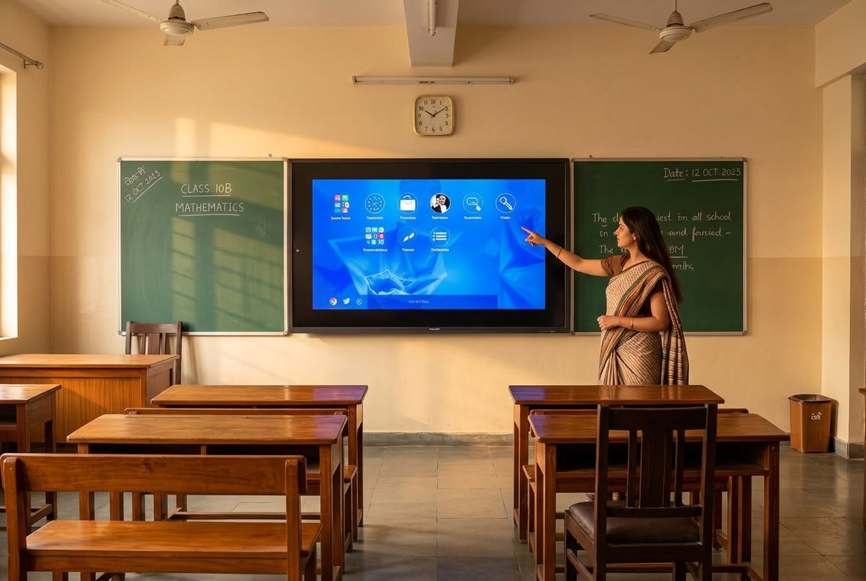 Trueview interactive flat panel installed in a classroom
